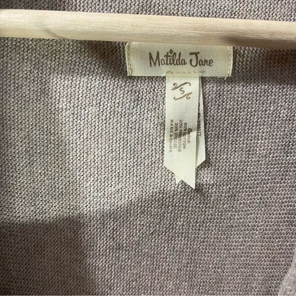 Matilda Jane Come On Over Tan Oatmeal Fringed Asymmetrical Cardigan Size Small - Picture 3 of 5